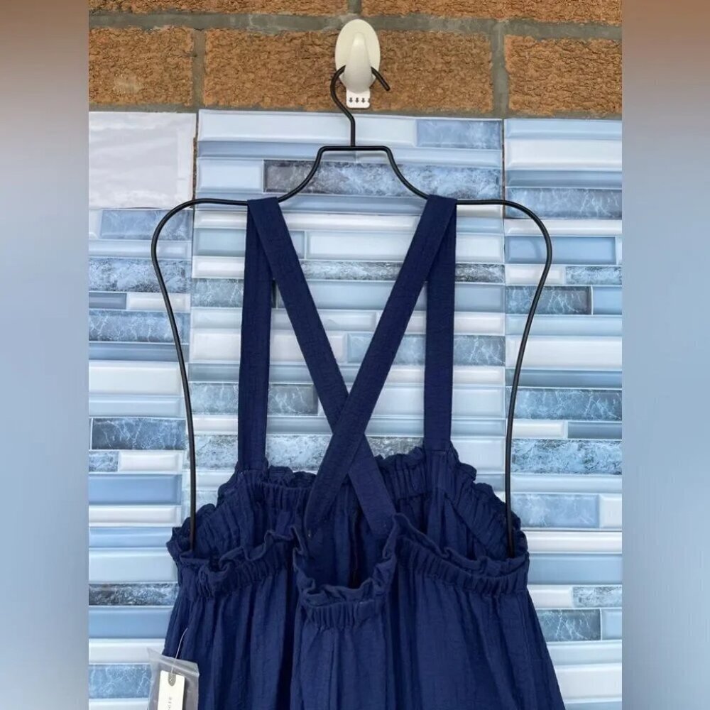 Anthropologie Navy Flowy Wide Leg Jumpsuit Xxs/xs - Picture 14 of 16